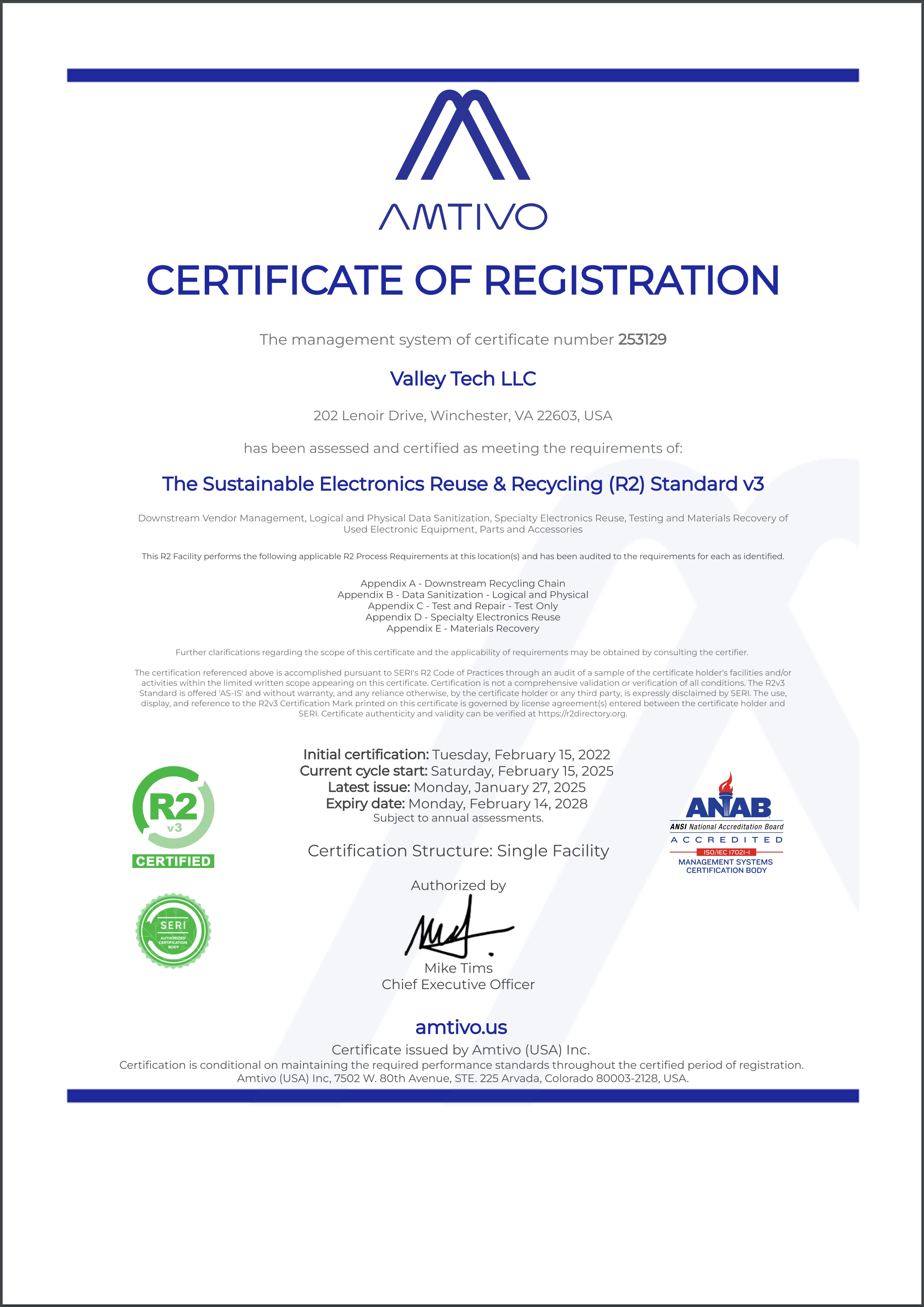 R2v3 Certification